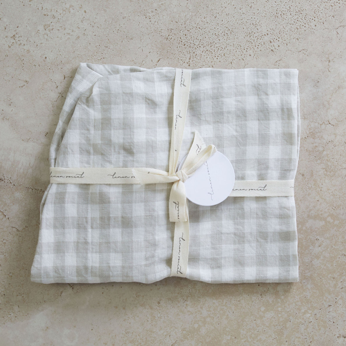 Linen Bassinet Sheet Dove Grey Gingham Sable Bebe