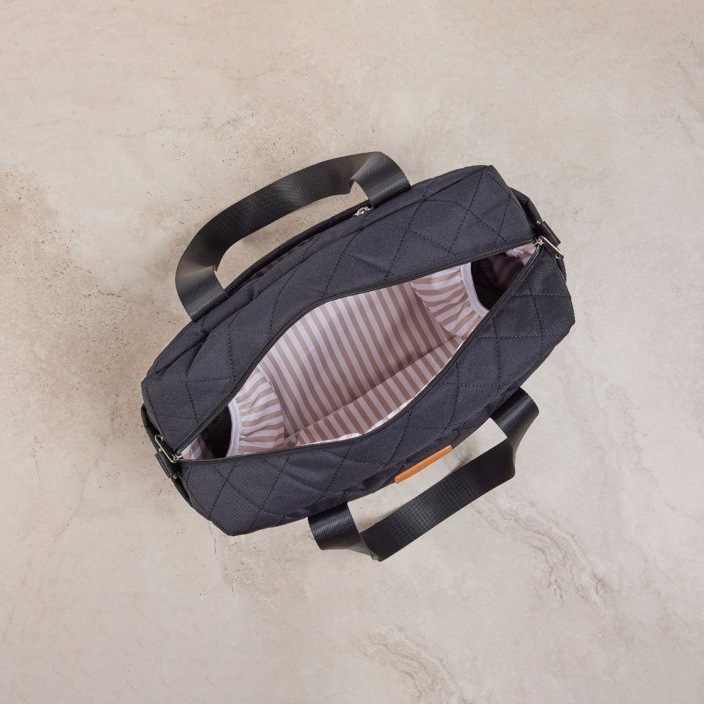 Black Quilted Nappy Bag