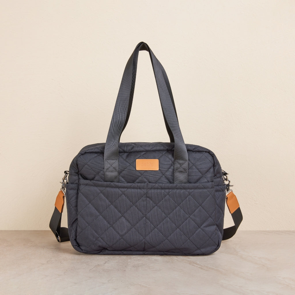 Black Quilted Nappy Bag