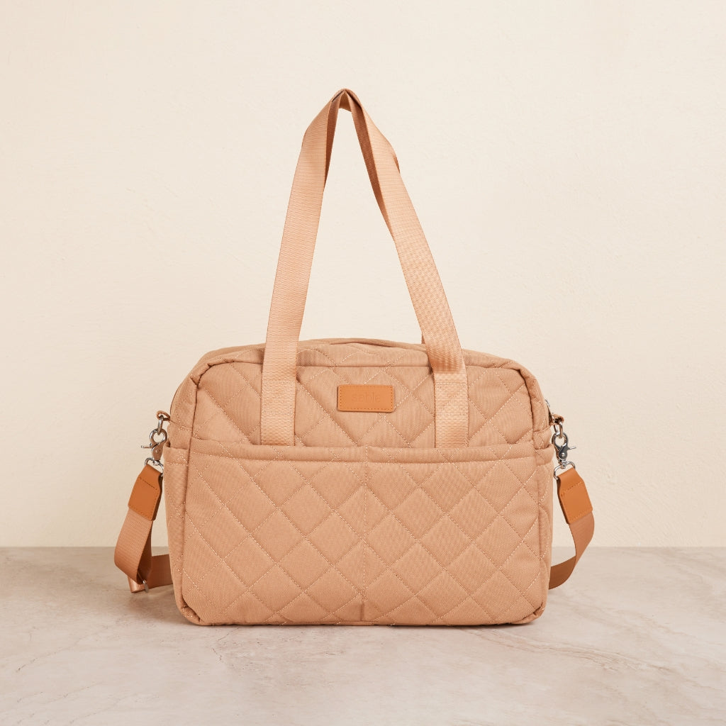 Tan Quilted Nappy Bag