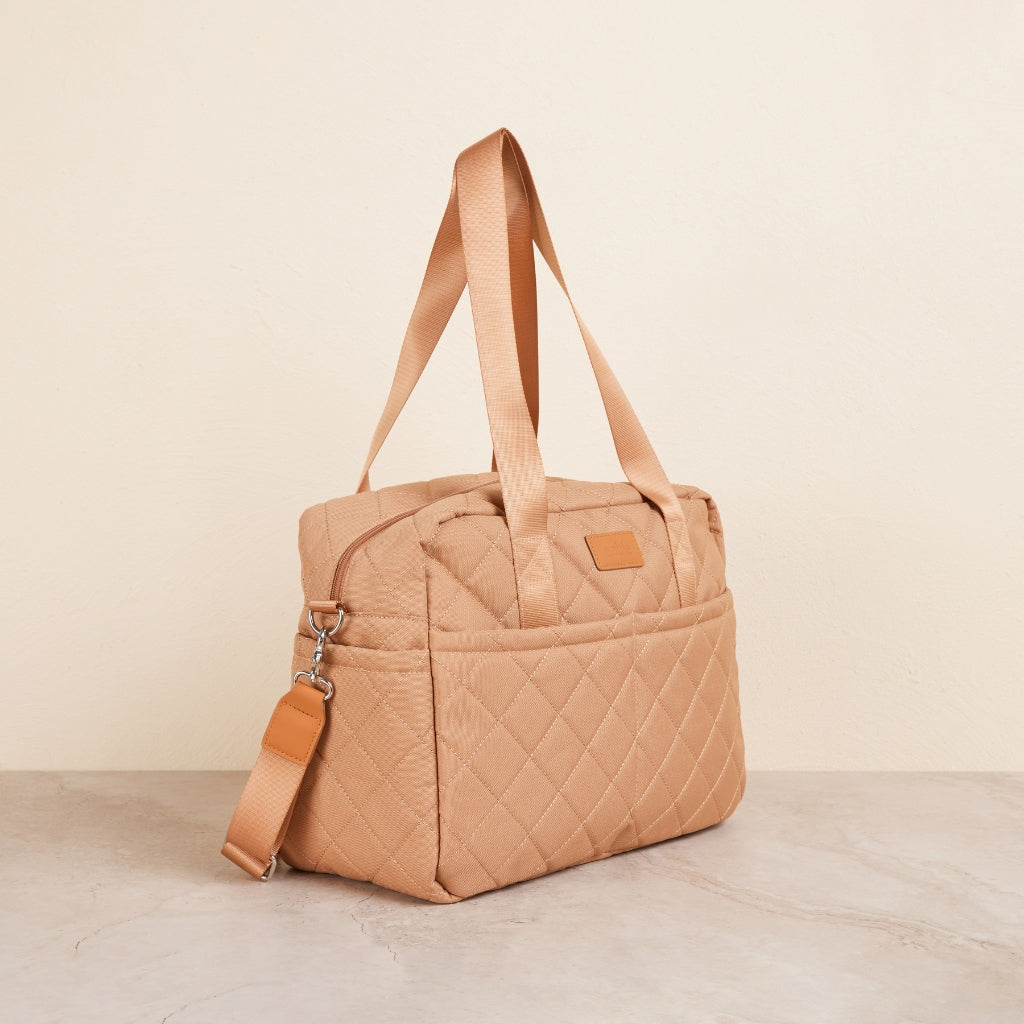 Tan Quilted Nappy Bag