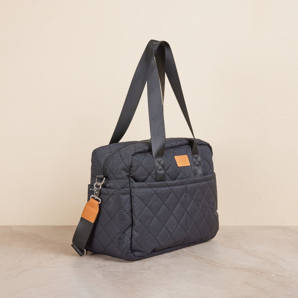 Black Quilted Nappy Bag