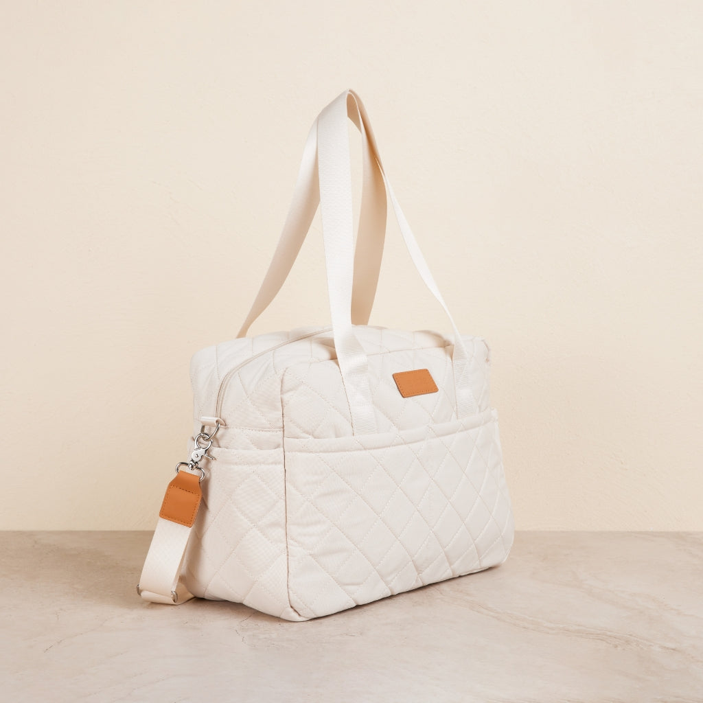 Sand Quilted Nappy Bag