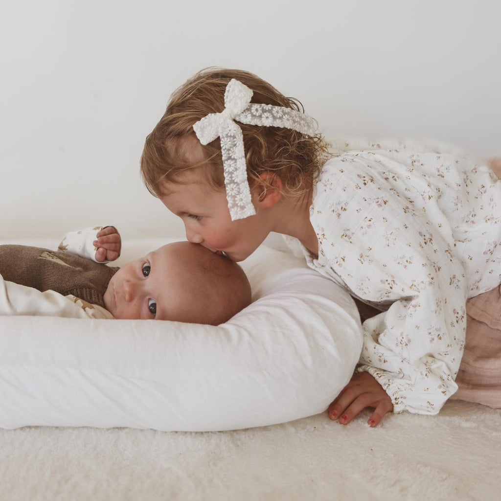 White Linen Baby Lounger Cover