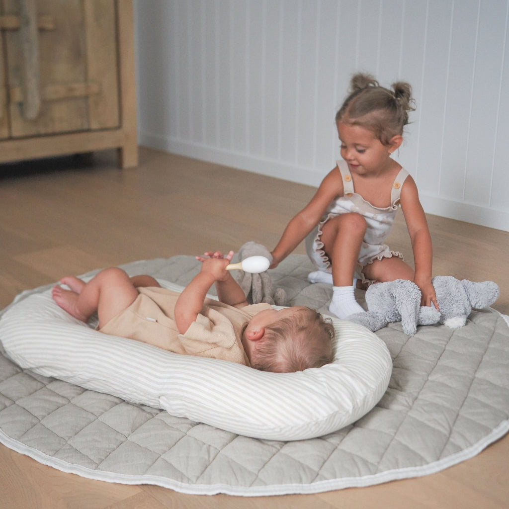 Linen Social Baby Lounger | Natural Striped